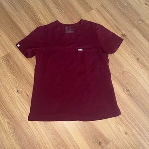 Figs Catarina One Pocket Scrub Top Burgundy